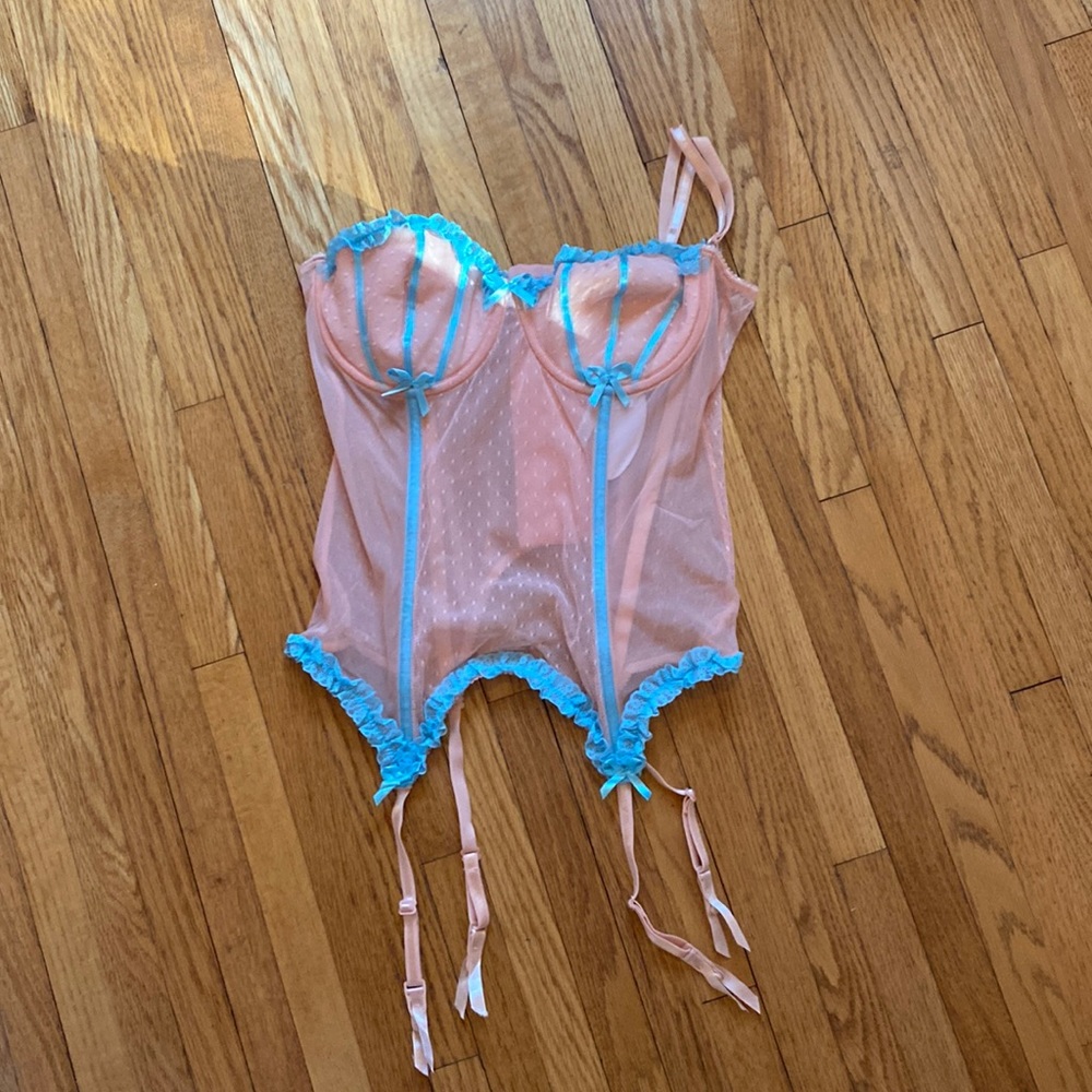 Cutesy peach and teal corset